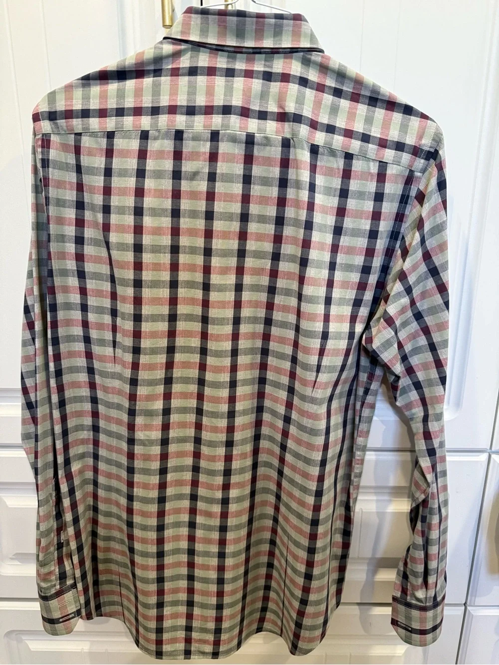 Banana Republic Men's Plaid Button-Up Shirt - Pink, Navy & Light Green